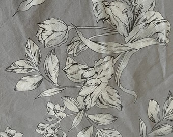 Chaps Ralph Lauren Comforter QUEEN Floral Beaumont Gray Cotton Reversible VINTAGE