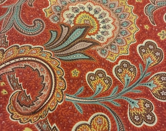 Ralph Lauren Shams KING Paisley Red Blue Cotton PAIR VINTAGE