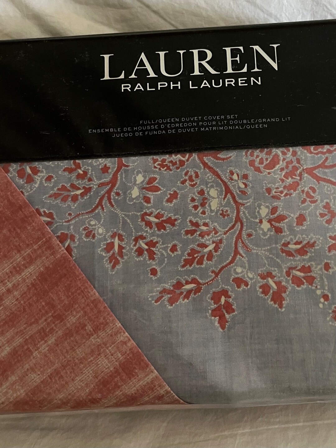 Ralph Lauren Duvet Cover Set FULL QUEEN Marley Blue Red Floral Etsy