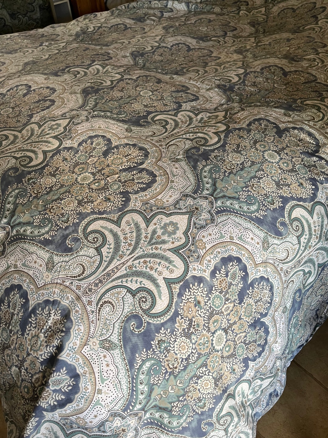 Pottery Barn Duvet Cover KING CAL KING Jordana Paisley Blue Etsy