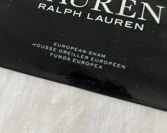 Ralph Lauren LINEN Sham EURO Flora White Navy New Old Stock in Package SINGLE