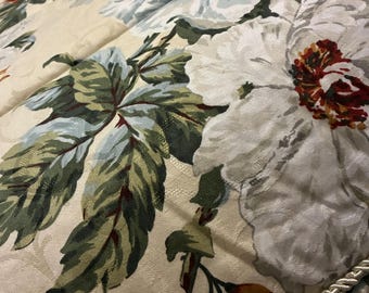 Waverly Comforter TWIN Floral Williamsburg Magnolia Garden Collection Ruffled Cotton Red WhiteYellow Green Blue Reversible Stripes VINTAGE