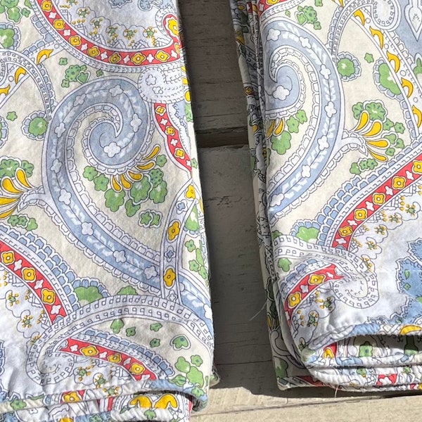 Ralph Lauren Shams KING Paisley Floral Cotton Orange Blue Yellow Green PAIR Vintage