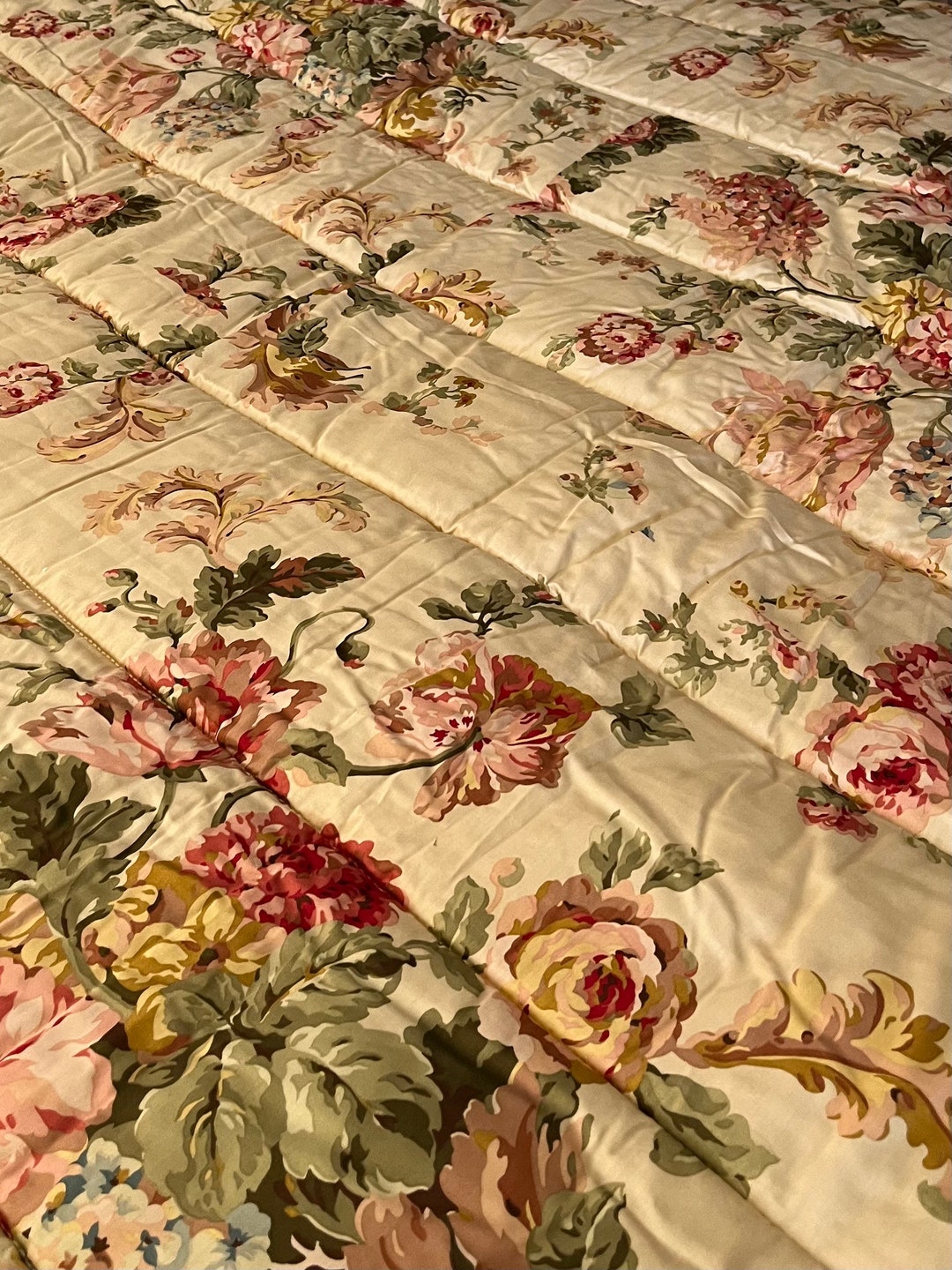 Ralph Lauren Comforter TWIN Sussex Gardens Floral Cotton Sateen Roses Acanthus Pink VINTAGE Etsy