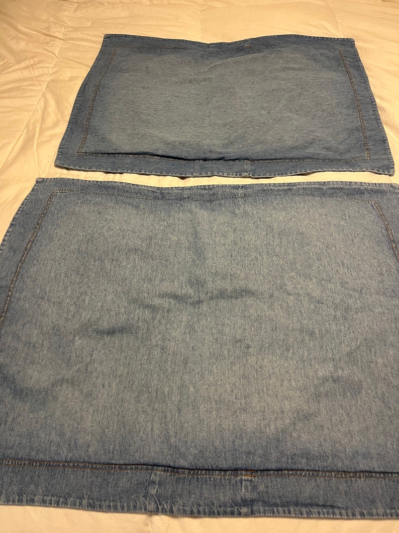 Denim Shams STANDARD Blue Cotton PAIR Vintage image 3