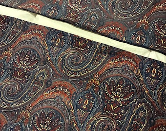 Chaps Ralph Lauren Valances SET/2 Paisley Indigo Isle Blue Red Cotton VINTAGE 80x18