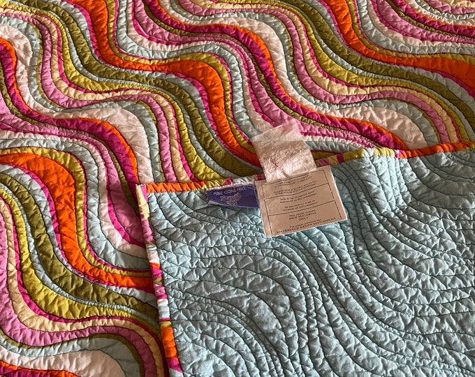 Pine Cone Hill Quilt TWIN Malibu Wave Stripes Annie Selke Cotton