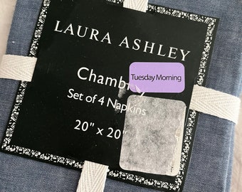 Laura Ashley Napkins SET/4 Chambray Cotton 20 x 20 New in Package VINTAGE