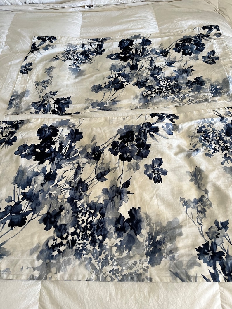 Ralph Lauren Shams KING Flora Floral Blue White Cotton PAIR VINTAGE Etsy