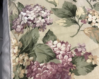 Martha Stewart TABLECLOTH Rectangle Hydrangea Country Floral Green Purple Cotton VINTAGE