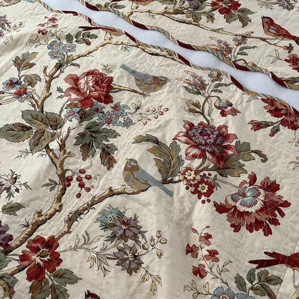 Pareja KING Waverly Charleston Chirp Pillow Shams Acolchado Algodón Papaya
