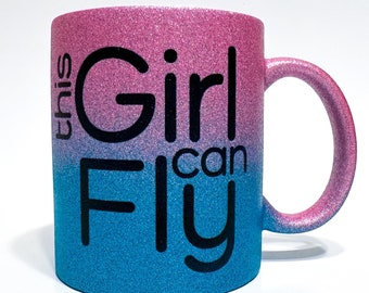 This Girl Can Fly Glitter Mug, Pilot Gift