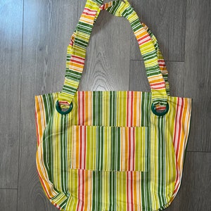 Green, Red, Orange Striped Tote