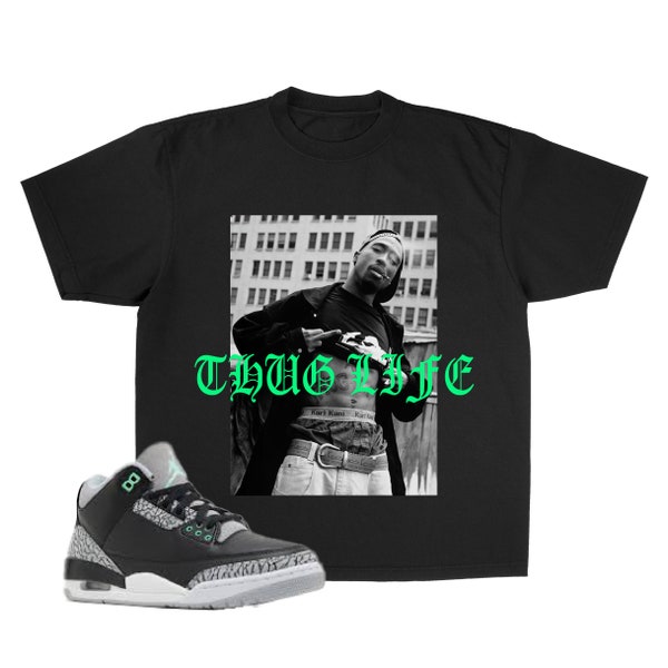 Tupac Shakur Tshirt | Vintage 90s 2Pac Graphic Tee | Air Jordan 3 Green Glow | Mens Clothing | Womens Tshirt | Gift Ideas | Unisex | Hip Hop