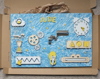 Recycled Plastic Toddler Busy Board: Montessori Sensory Toy