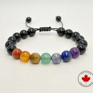 7 Chakras Adjustable Bracelet, Healing Crystals Bracelet, Chakra Bracelet, Yoga, Meditation, Natural Gemstones, 8mm Beads, Spiritual Gift