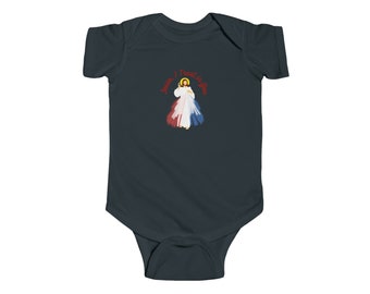 Divine Mercy Catholic Baby Onesie - Baptism - Jesus, I Trust in You - Baby Clothing - Shower Gift