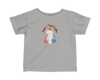 T-shirt per bambini della Divina Misericordia - Gesù confido in te - Bambino cattolico - Regalo di battesimo
