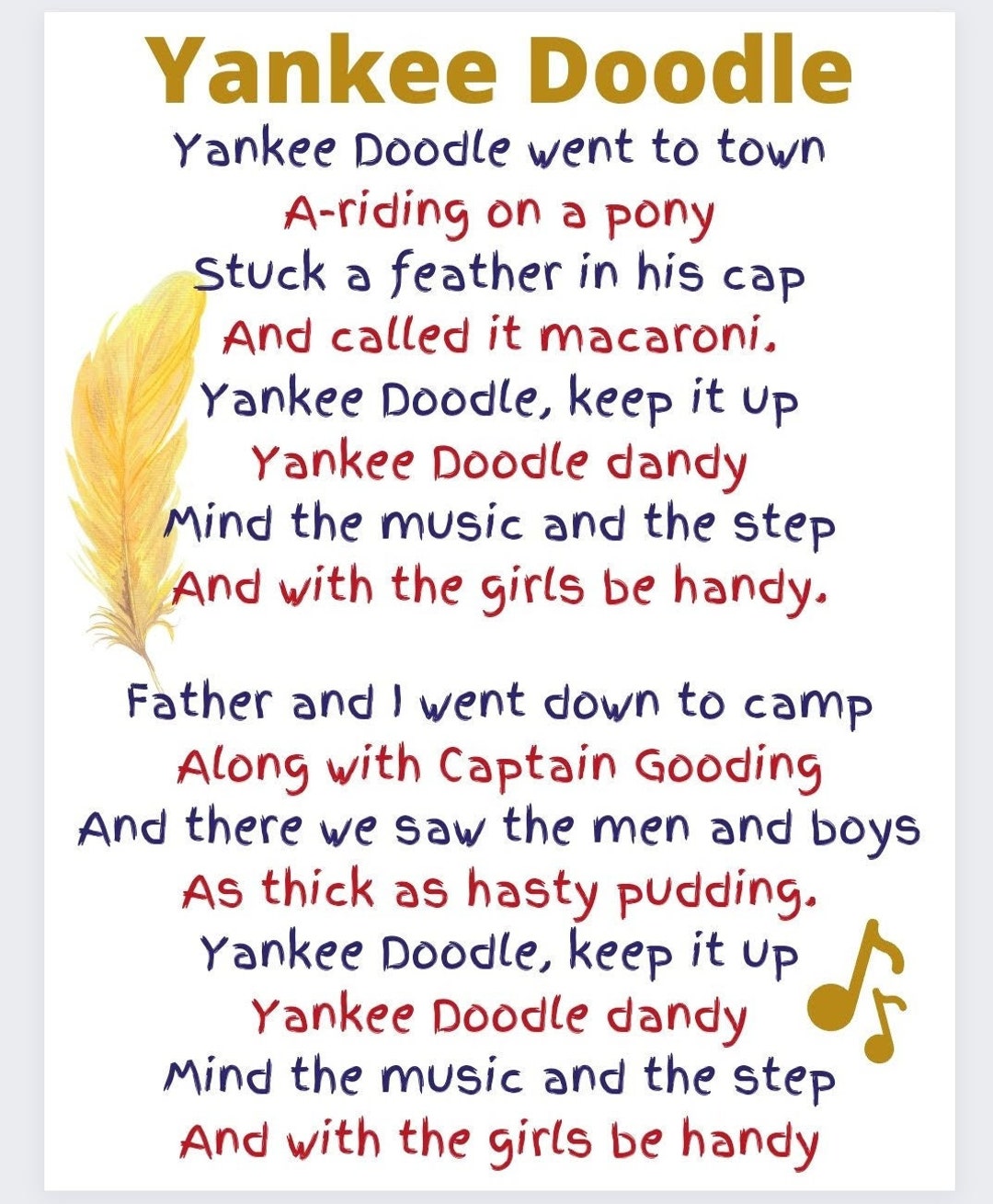 yankee-doodle-song-lyrics-digital-download-folk-song-etsy