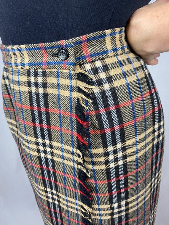 1990’s Evan-Picone wool plaid maxi wrap skirt 6 - image 5