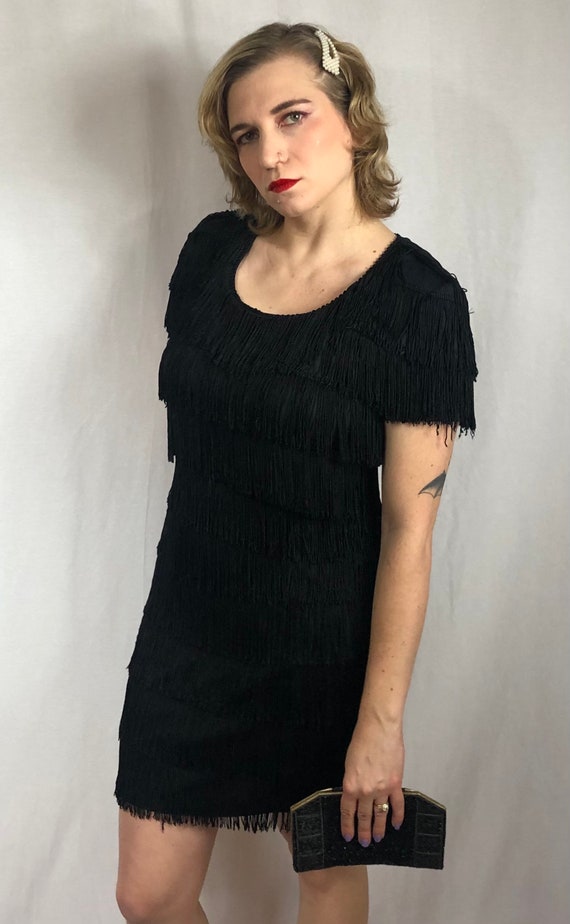 1990s does 20s flapper style fringe dress - image 4