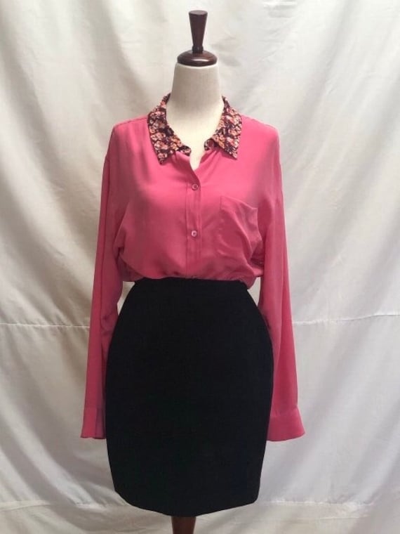 1990s black suede leather mini pencil skirt XS