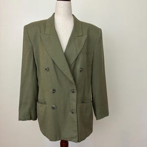 1980s vintage dark khaki blazer 12 Petite