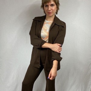 1970’s brown jacket and pants suit set S M