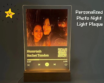 Personalized Photo Music Plaque, Custom LED Night Light