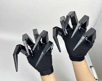 Fiesta de Halloween Robot mecánico Guantes Guantes de tecnología negra Sentido avanzado Garras mecánicas Accesorios de mano fantasma Articulaciones de garra de mano móviles