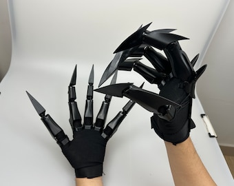 Fiesta de Halloween Robot mecánico Guantes Guantes de tecnología negra Sentido avanzado Garras mecánicas Accesorios de mano fantasma Articulaciones de garra de mano móviles