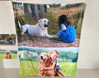 Personalized Photo Blanket,Photo Collage Gifts for him or her, Family & Friends Custom Gifts, Special Memory Keepsake for Wedding, Birthday