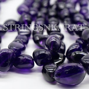 Real NATURAL Deep Purple AMETHYST BEADS High Quality Gemstone Smooth Nugget Shape Bead, 10x12mm To 20x26 mm, 485 Ct/Strand, 15&quot; Strand