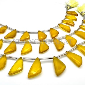 Natürliche MANGO GELBE CHALCEDONY Perlen-lose Edelstein-facettierte ausgefallene Scheibenform-Qualitäts-Perlen für Schmuck, Größe 10 x 20 mm, 7 &quot;Strang