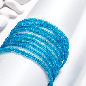 Natural Neon BLUE APATITE Beads, Micro Cut Faceted Rondelle Bead, Grade AAA Gemstone Loose Beads, 2 To 3mm, 24 Ct/Strand, 18" Full Length