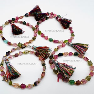 Semi Precious MULTI TOURMALINE BEADS Natural Watermelon Color Gemstone Faceted Nugget Beads, Size 4x5 To 5x8 mm, 8" Strand Wholesale