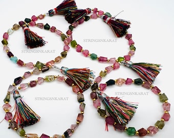 Semi Precious MULTI TOURMALINE BEADS Natural Watermelon Color Gemstone Faceted Nugget Beads, Size 4x5 To 5x8 mm, 8&quot; Strand Wholesale