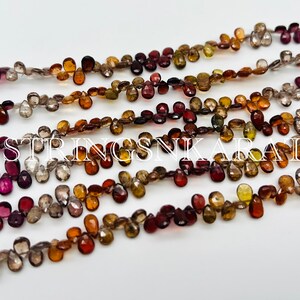 NATURAL MULTI TUNDRA Gemstone Beads Tundure Rhodolite Garnet, and Spessartine Faceted Pear Shape Beads, Size 4x6 To 5x7mm, 8&quot; Strand