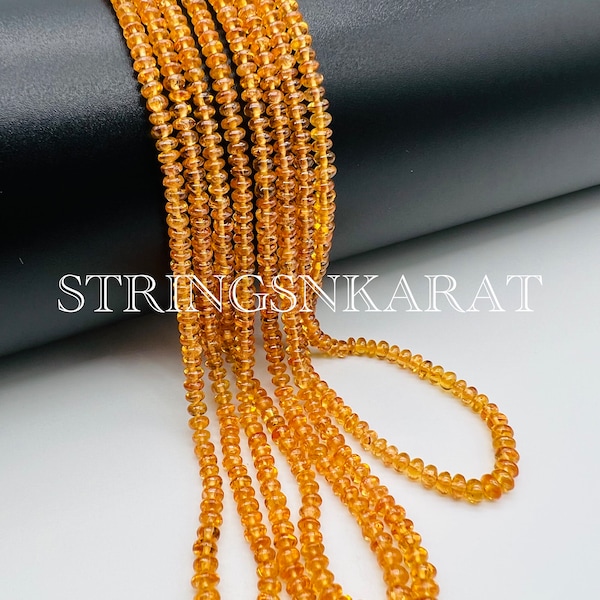 Natural Spessartine Orange Garnet Beads, AAA+ Mandarin Garnet Gemstone Smooth Rondelle Beads Strand, 2.5 To 4 mm approx, 1 Full Strand 15"