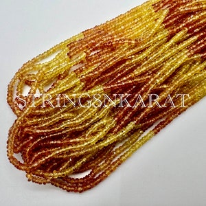 AAA Natural Rarest SONGEA SAPPHIRE Beads, Yellow-Orange Sapphire Gemstone Faceted Rondelle Beads, Size 3 mm Approx, 1 Full Strand 16 Inch