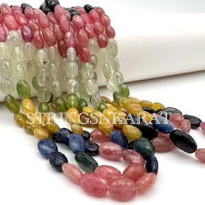 PRECIOUS MULTI SAPPHIRE Beads Top Quality Faceted Oval Beads, Multi Rainbow Wholesale Beads, 7x9 To 7x10 mm Approx, 1 Full Strand 16 Inches