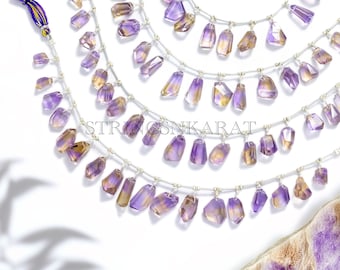 AAA Clear cloudy NATURAL AMETRINE Beads Natural Honey Yellow Purple Gemstone Bead, Faceted Nugget Beads, Size 2x7 To 9x17mm, 8&quot; Strand