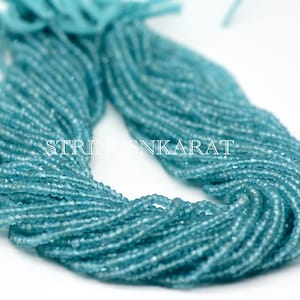 Sky Blue APATITE BEADS Genuine Natural Grade AAA Gemstone Faceted Rondelle Beads Great for Jewelry Making, Size 3 mm Approx, Strand 13"