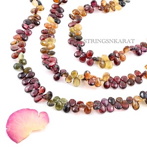 NATURAL MULTI TUNDRA Garnet Beads Faceted Pear Shape Tunduru Gemstone High Grade Loose Beads, Size 6x7mm To 7x9mm, 9&quot; Strand