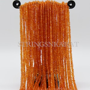 Grade AAA Natural ORANGE CARNELIAN Beads Fine Quality Gemstone Faceted Rondelle Beads, 3 To 3.5 mm Loose Bead, 13&quot; Strand Bulk Lot Options