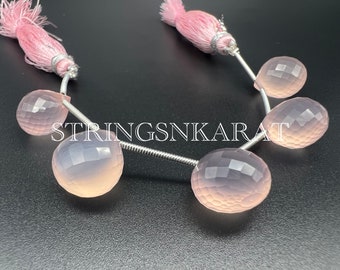 Cuentas de calcedonia rosa natural, microcortes facetados en forma de corazón, sueltas, de 10 mm a 11,50 mm, 37 ct/tira, 10 cm de largo