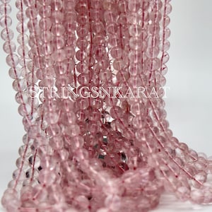 Pink Morganite Pink Aquamarine Beads NATURAL BERYL GEMSTONE Smooth Round Ball Beads in Wholesale, 4.5 to 7.5mm, 83 Ct/Strand, Length 16&quot;