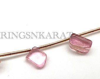 Natural Bi-Color TOURMALINE BEADS Gorgeous WATERMELON Pink Green Gemstone Bead, Smooth Natural Shape Beads, 8x8 To 10x10 mm, 3.5" Strand