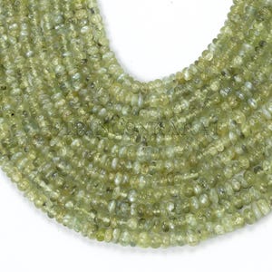 NATURAL Cat Eye CHRYSOBERYL GEMSTONE Beads, High Quality Cat&#39;s Eye Stone Smooth Rondelle Beads, 3mm To 5mm, 53 Ct/Strand, 17&quot; Length