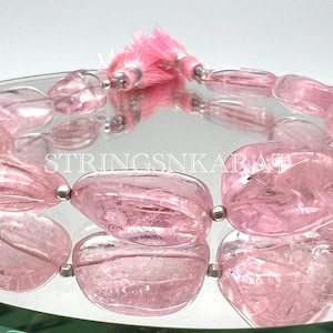 Natural PINK MORGANITE Beads AAA Quality Gemstone Beads Strand Gift for Her, Pink Aquamarine/Beryl Smooth Nuggets, 10x16 To 19x21mm Approx